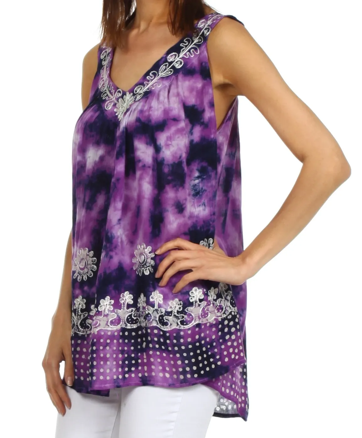 Sakkas Spring Meadow Batik Sleeveless Blouse