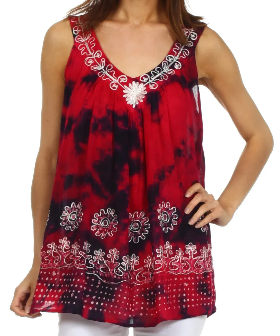 Sakkas Spring Meadow Batik Sleeveless Blouse