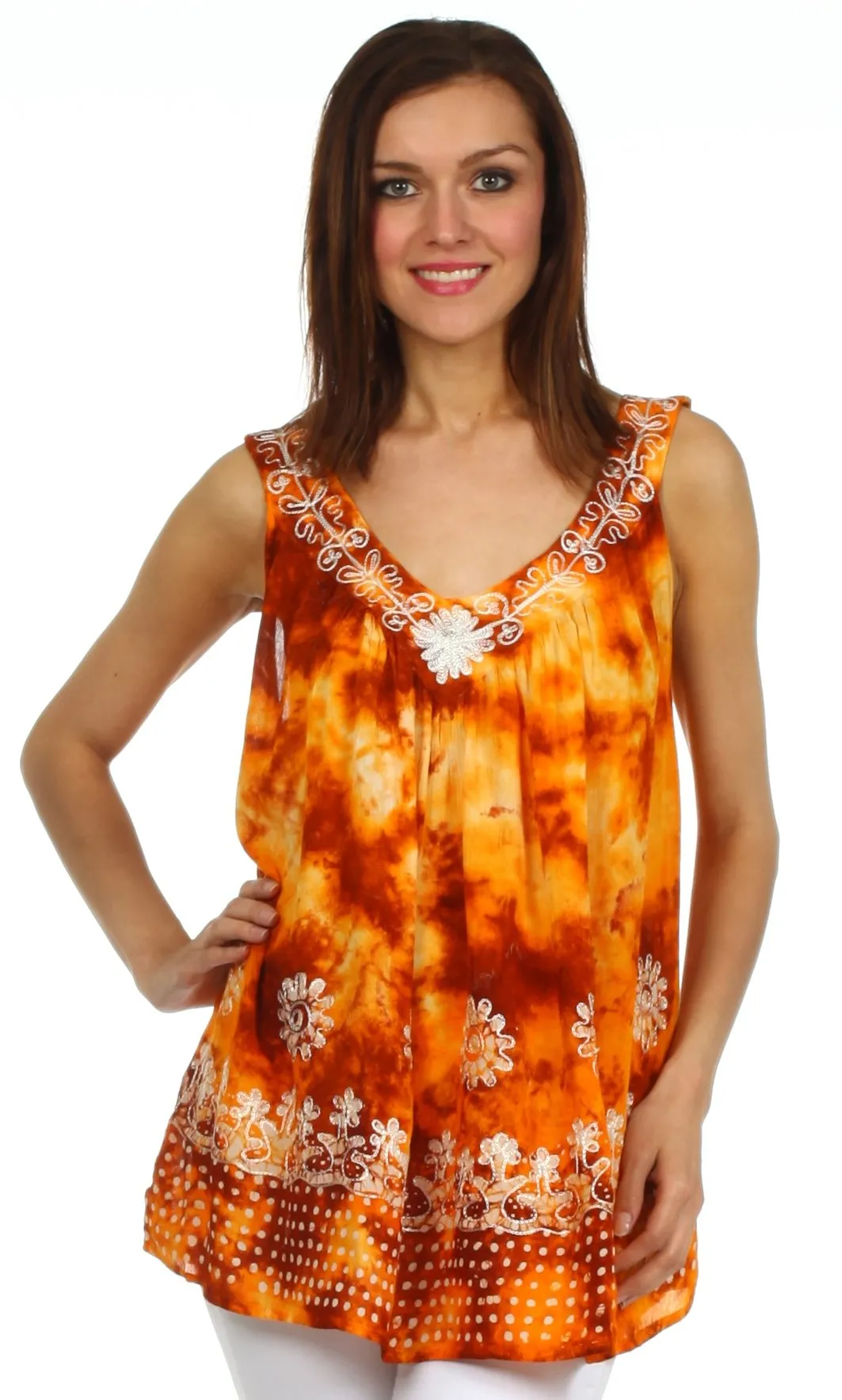 Sakkas Spring Meadow Batik Sleeveless Blouse