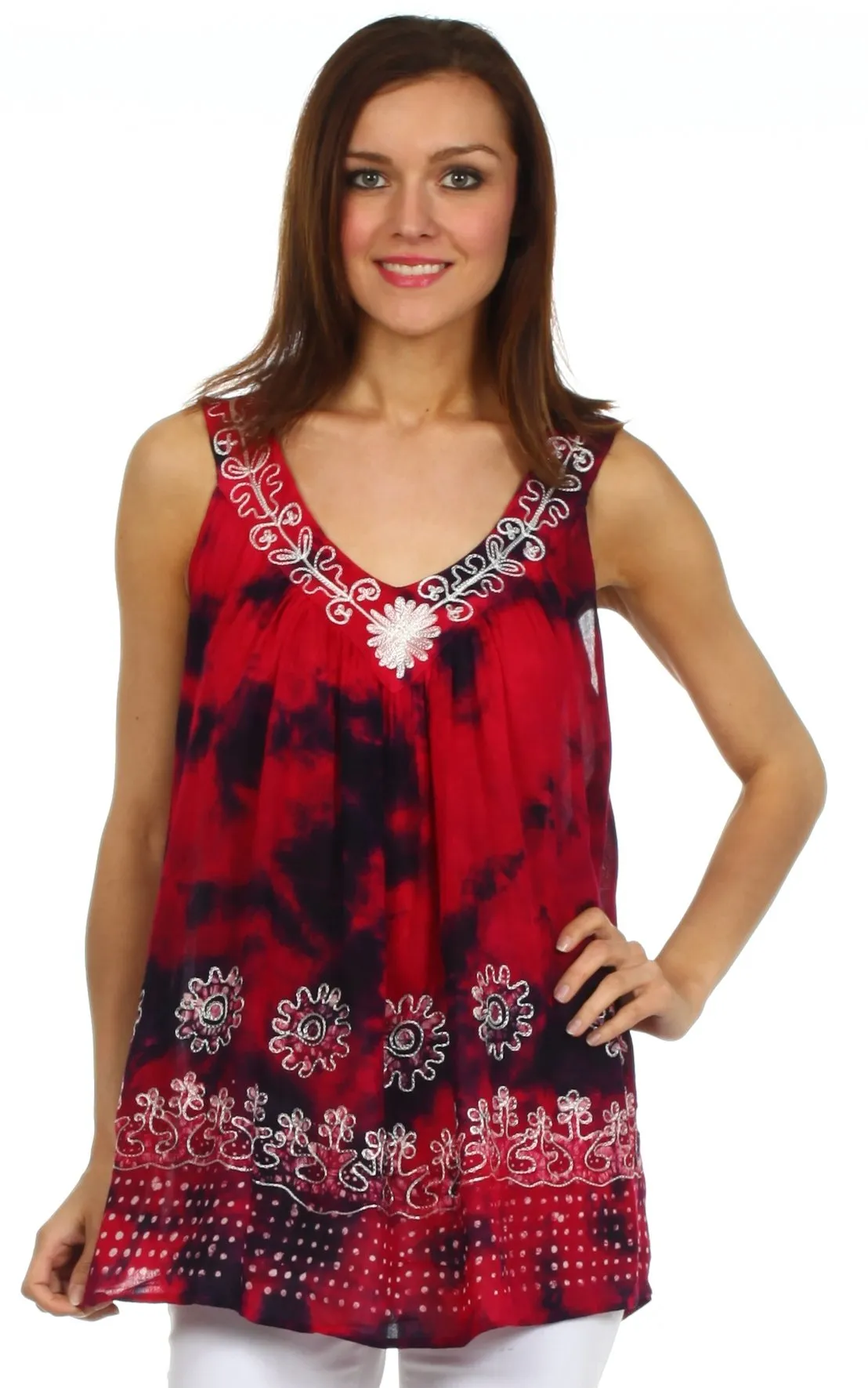 Sakkas Spring Meadow Batik Sleeveless Blouse