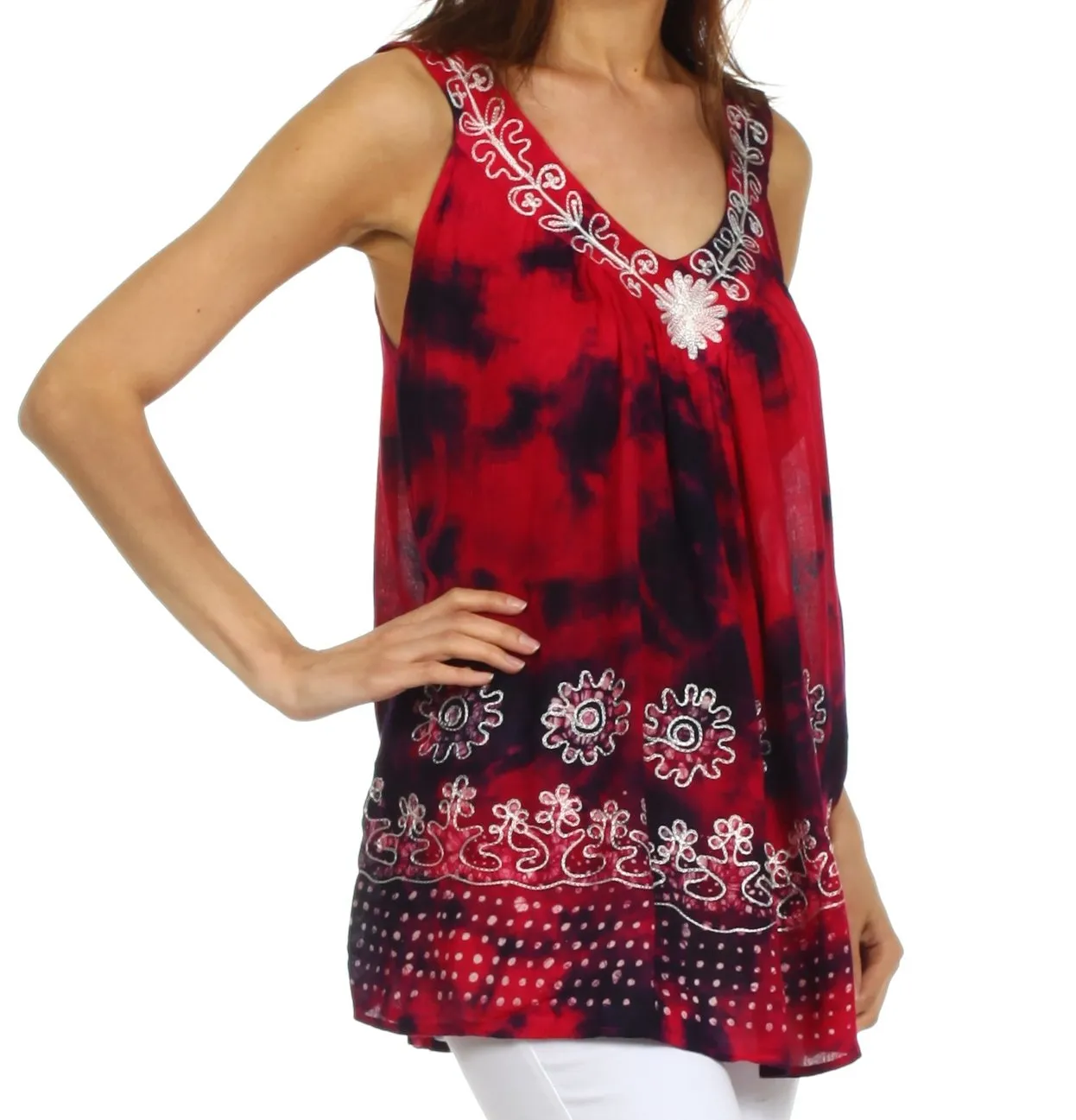 Sakkas Spring Meadow Batik Sleeveless Blouse