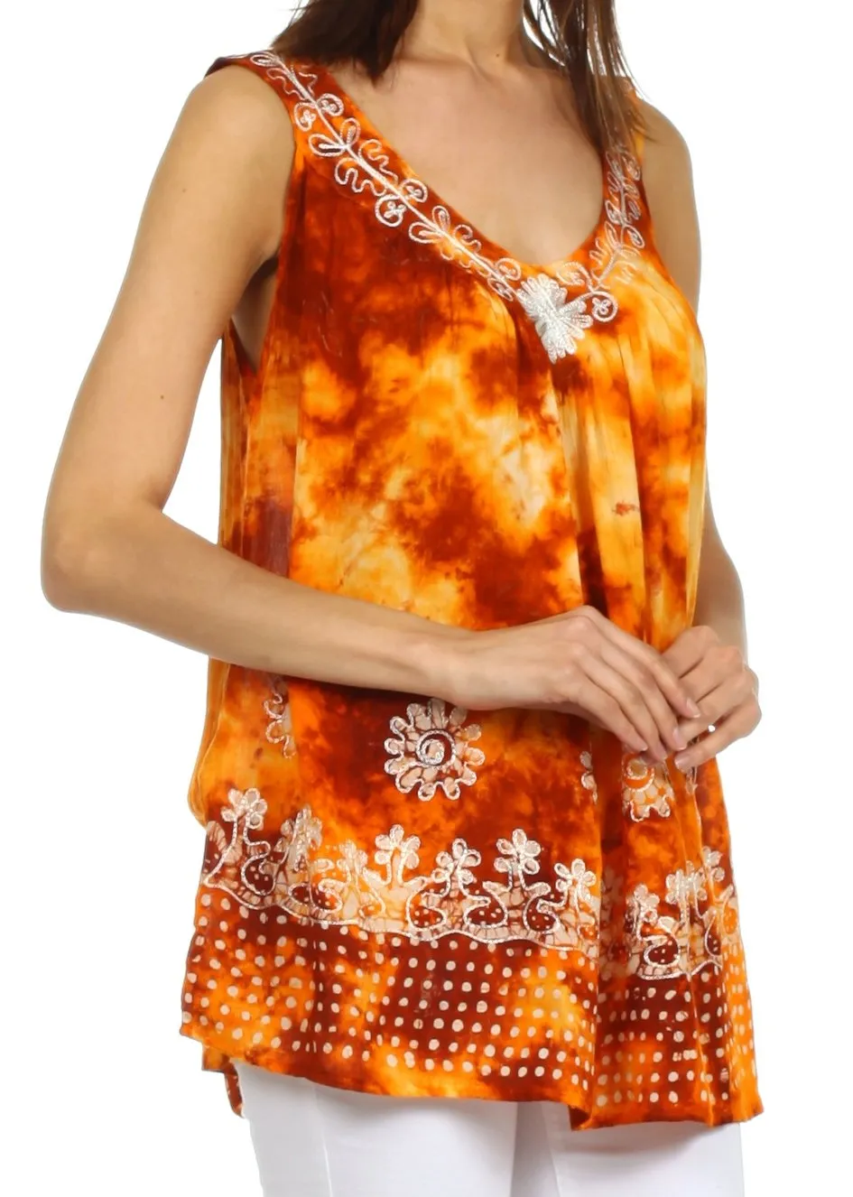 Sakkas Spring Meadow Batik Sleeveless Blouse