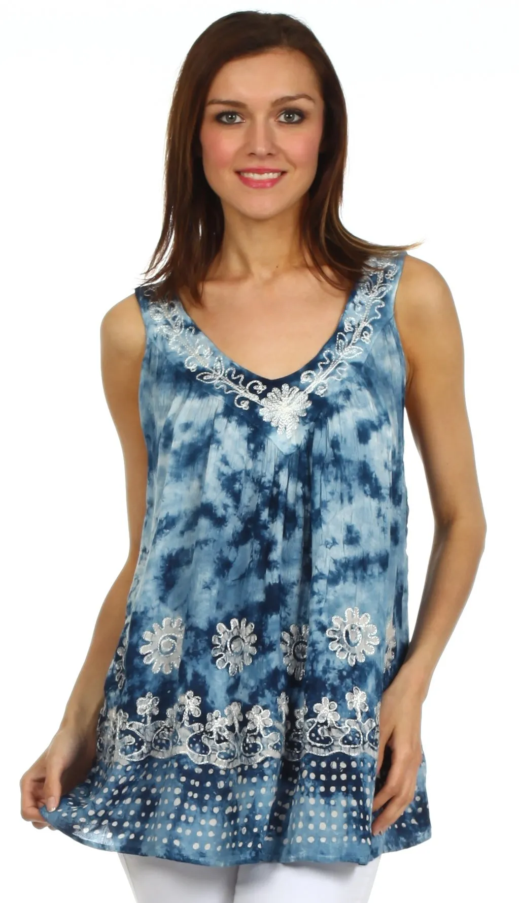 Sakkas Spring Meadow Batik Sleeveless Blouse