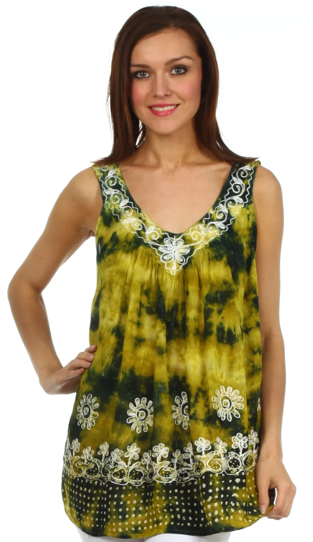 Sakkas Spring Meadow Batik Sleeveless Blouse