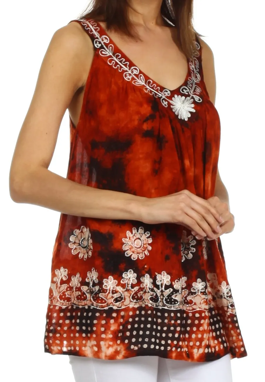 Sakkas Spring Meadow Batik Sleeveless Blouse