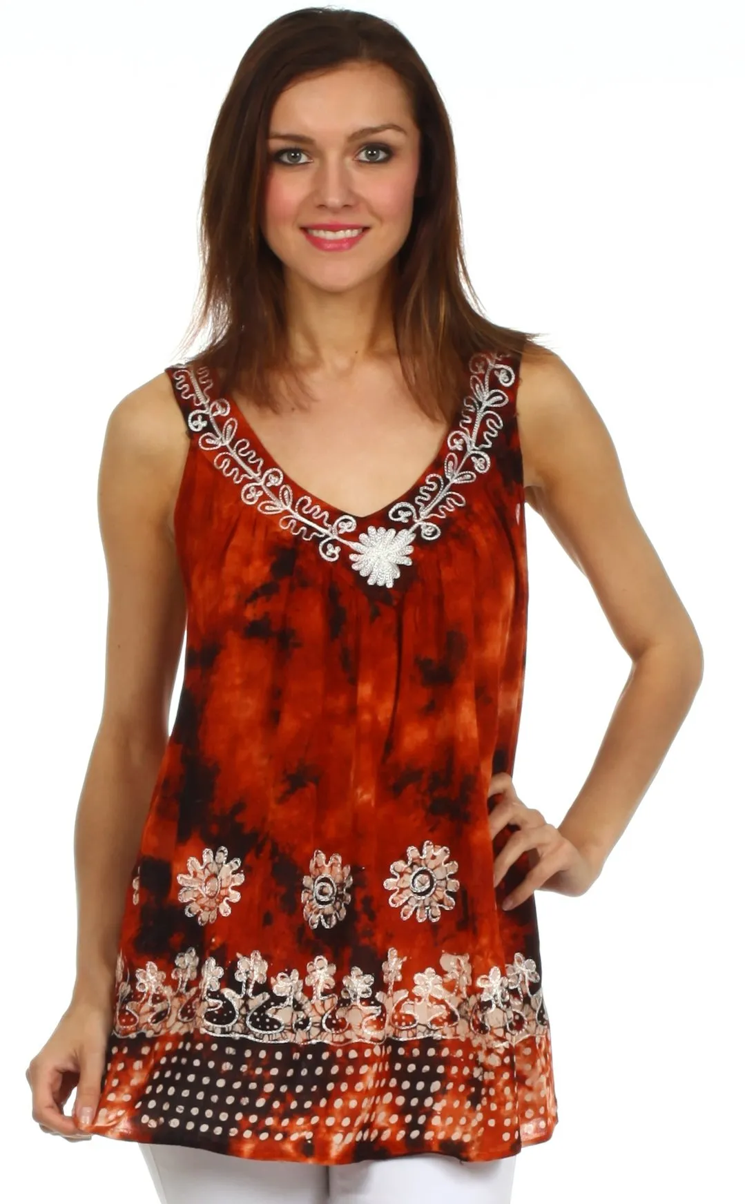 Sakkas Spring Meadow Batik Sleeveless Blouse