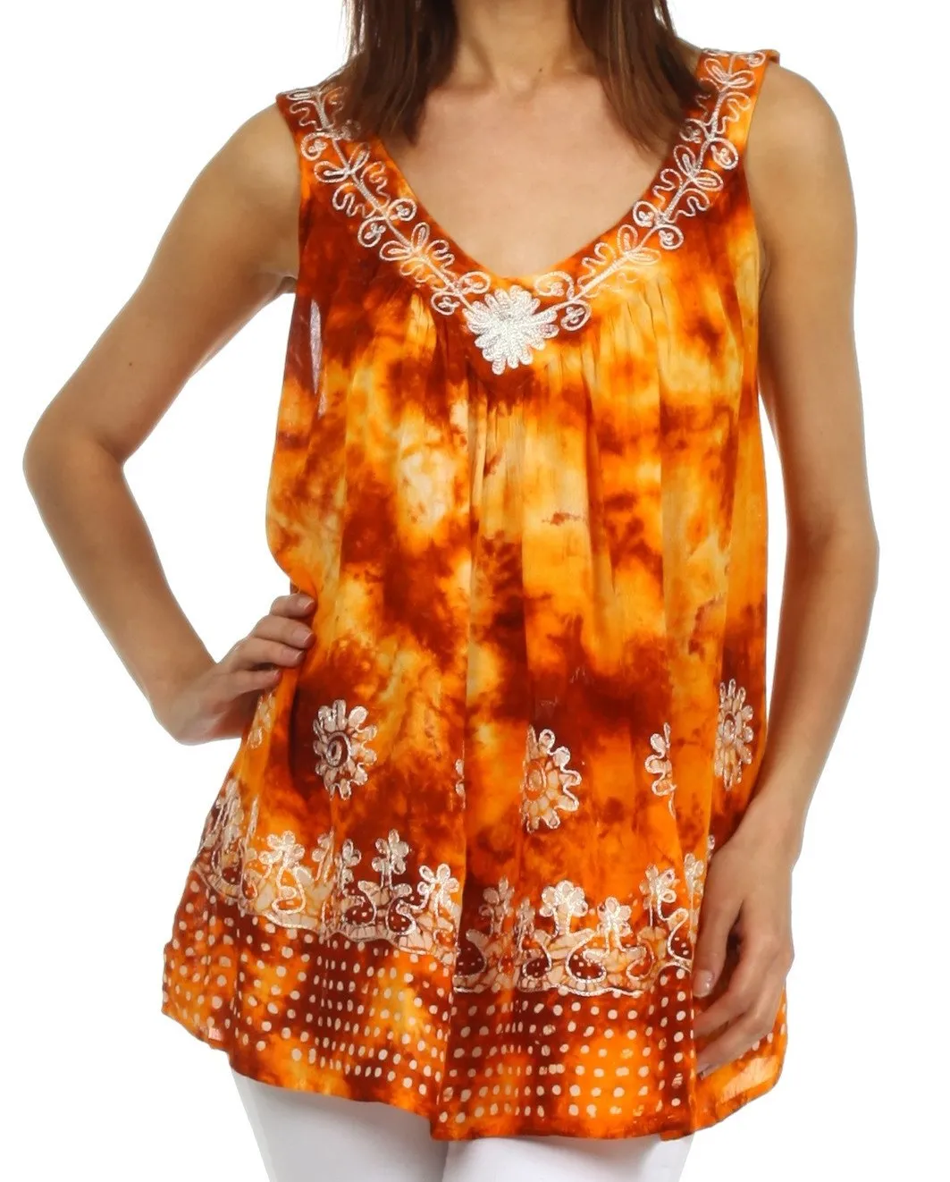 Sakkas Spring Meadow Batik Sleeveless Blouse