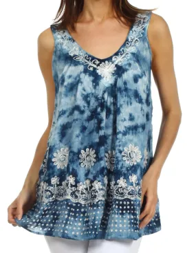 Sakkas Spring Meadow Batik Sleeveless Blouse