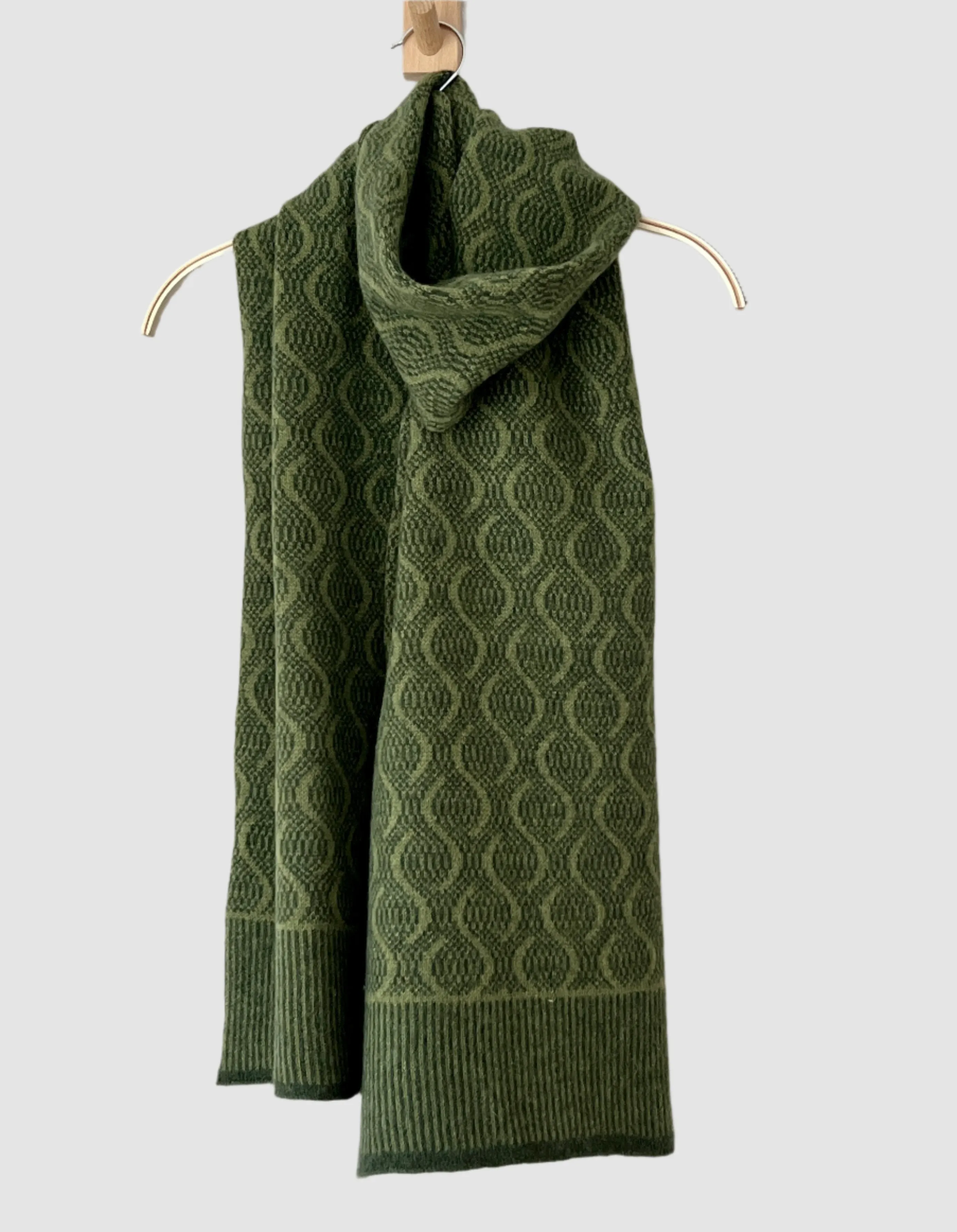 Scarf - soft merino lambswool scarf bean green and rosemary green