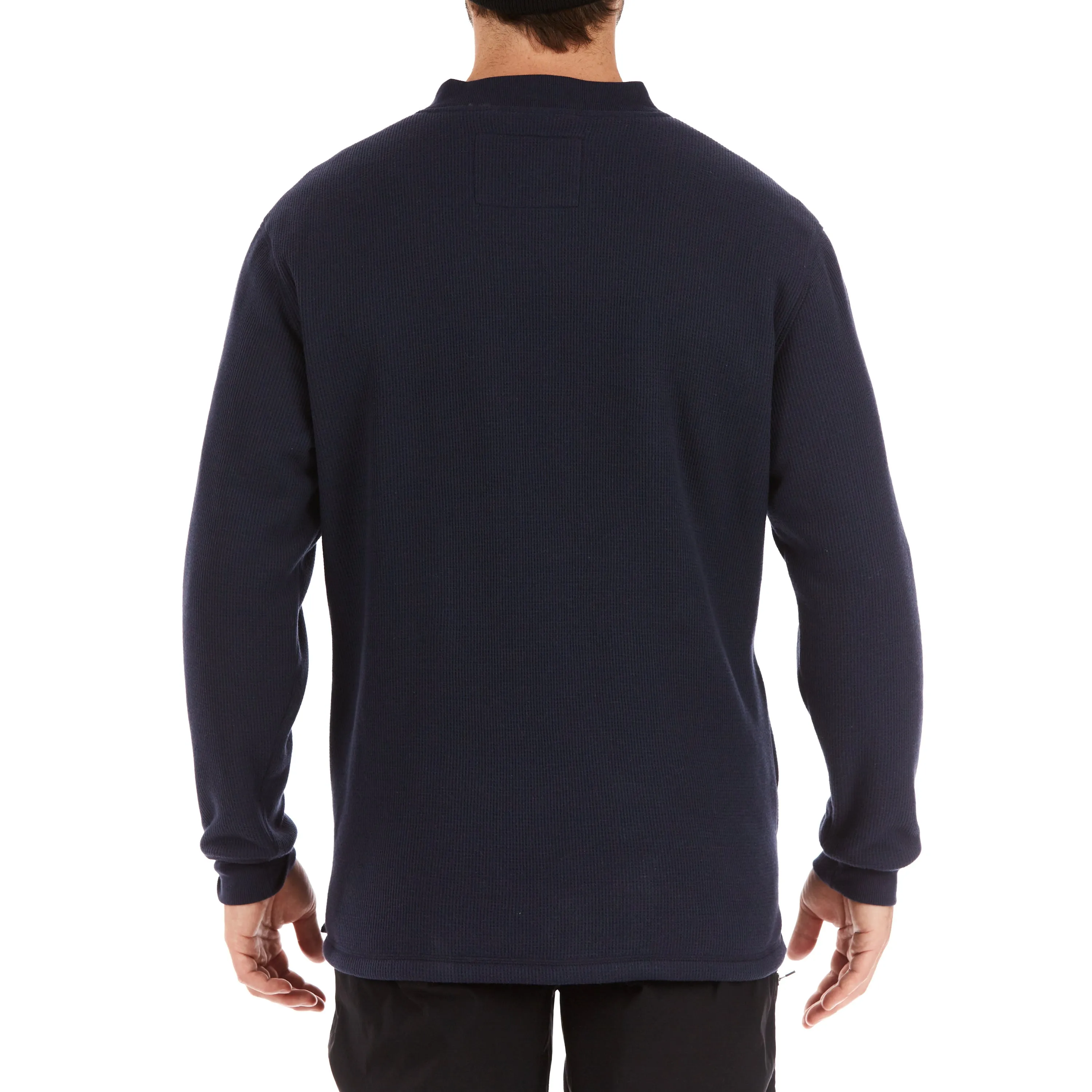 SHERPA-BONDED THERMAL KNIT HENLEY PULLOVER