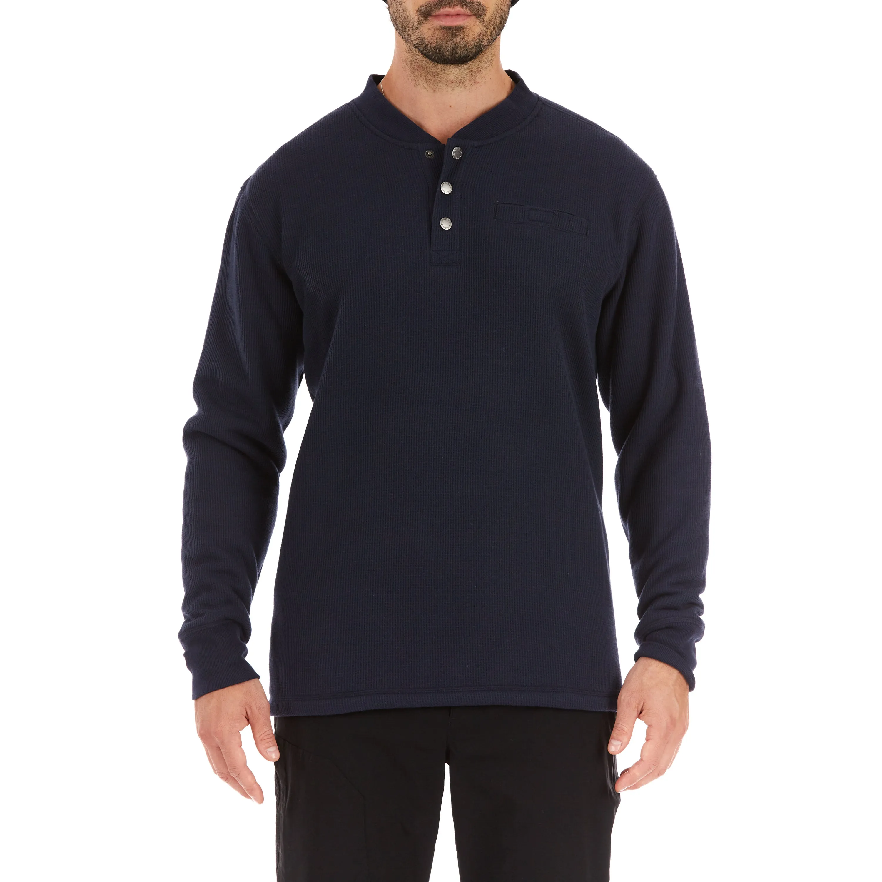 SHERPA-BONDED THERMAL KNIT HENLEY PULLOVER