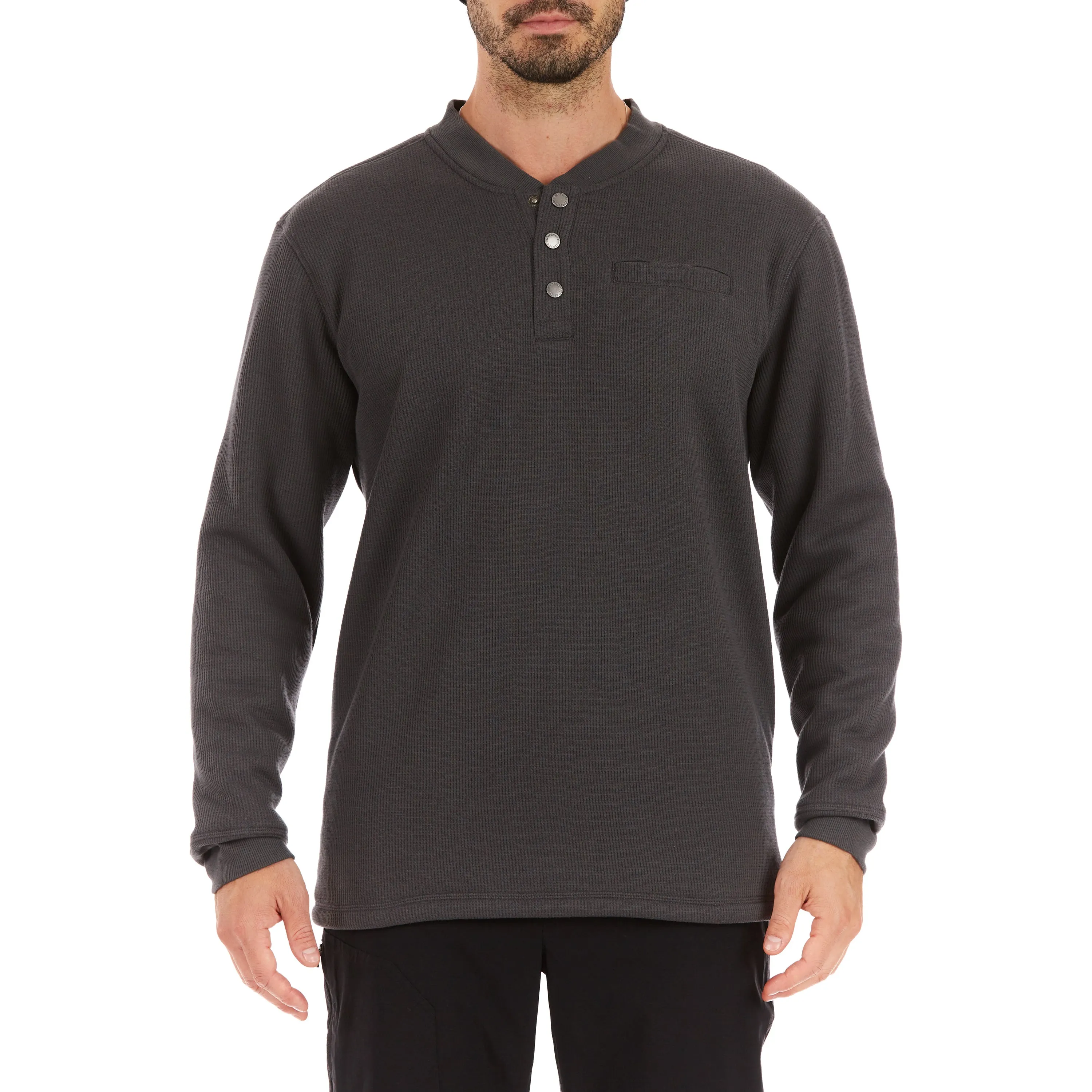 SHERPA-BONDED THERMAL KNIT HENLEY PULLOVER