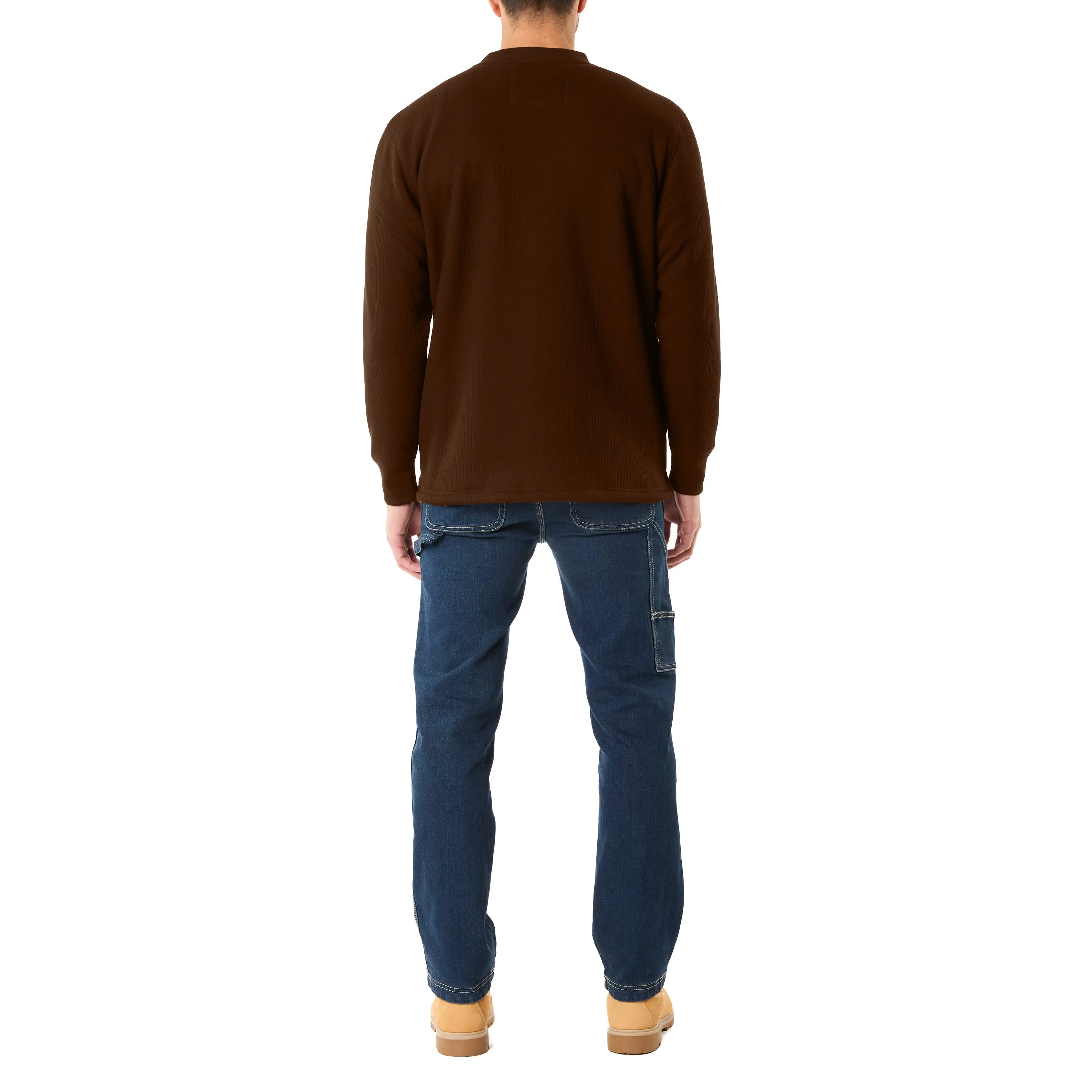 SHERPA-BONDED THERMAL KNIT HENLEY PULLOVER