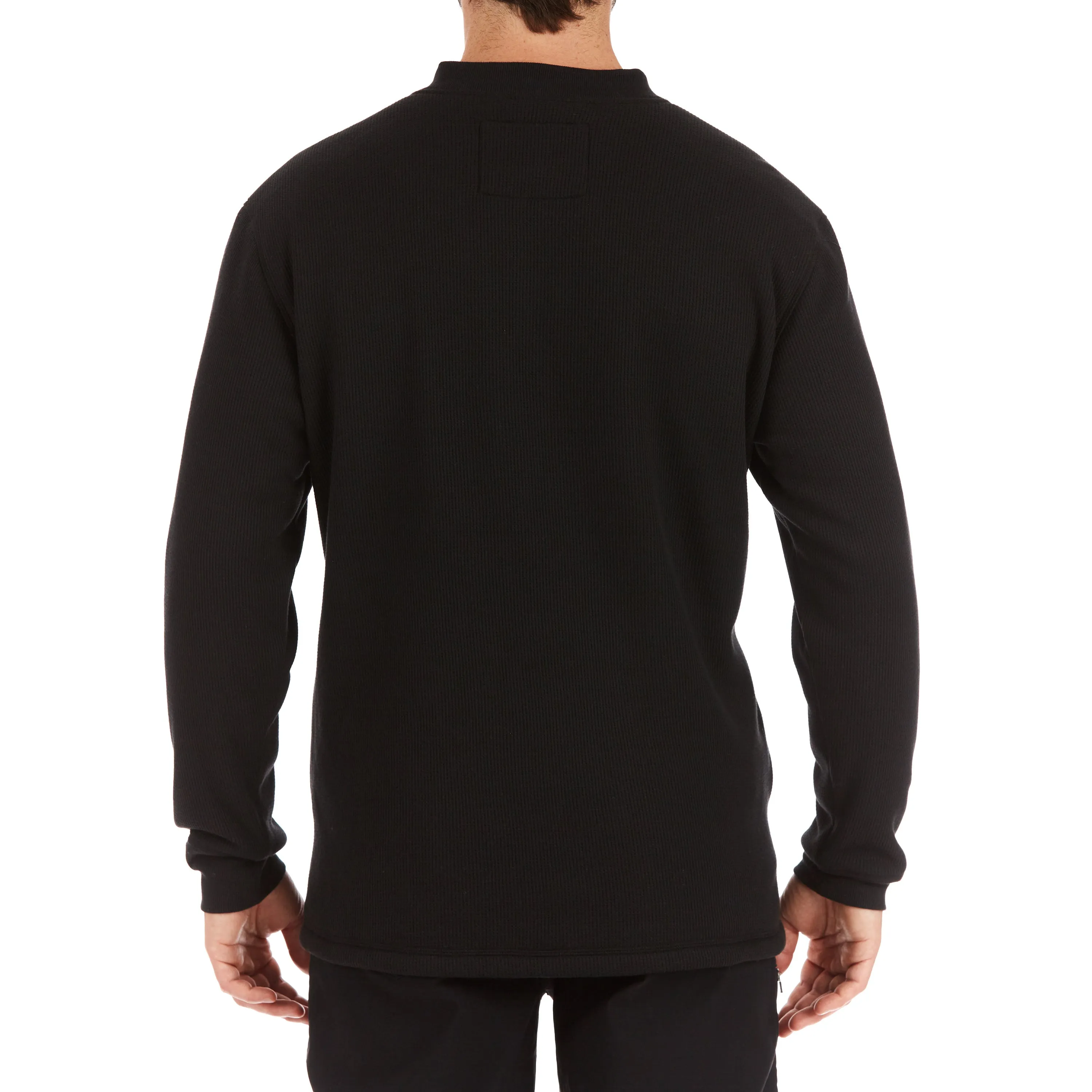 SHERPA-BONDED THERMAL KNIT HENLEY PULLOVER