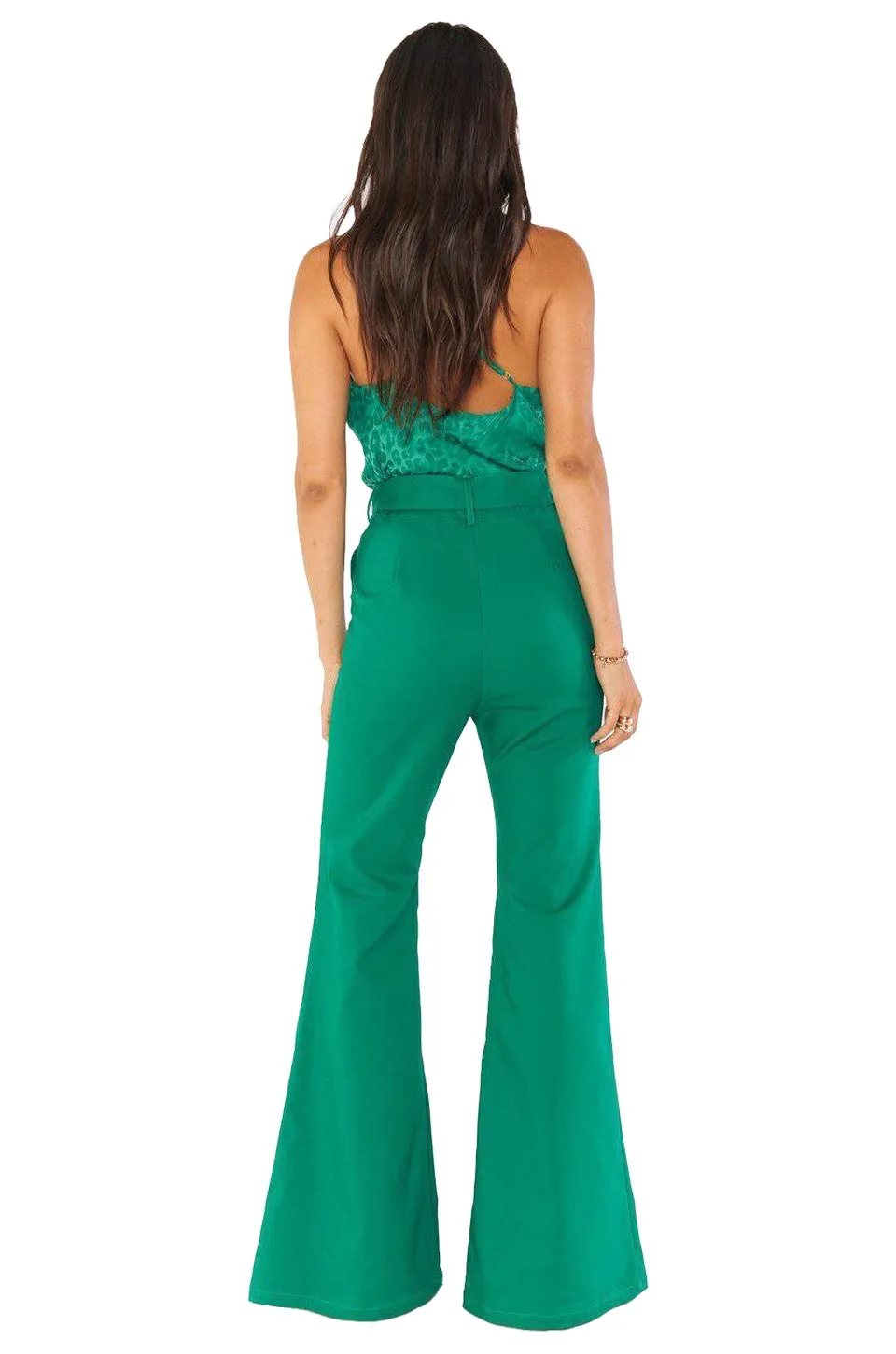 Show Me Your Mumu DJ Flare Pant In Green Suiting