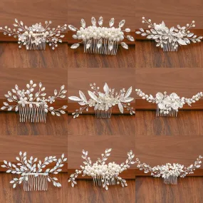 Silver Color Pearl Rhinestone Wedding Hair Combs Hair Accessories For Women Accessories Hair Ornaments Jewelry Bridal Headpiece