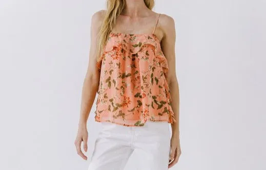 Sipsey Coral Pink Vine Cami Top