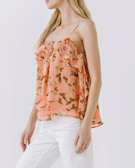 Sipsey Coral Pink Vine Cami Top