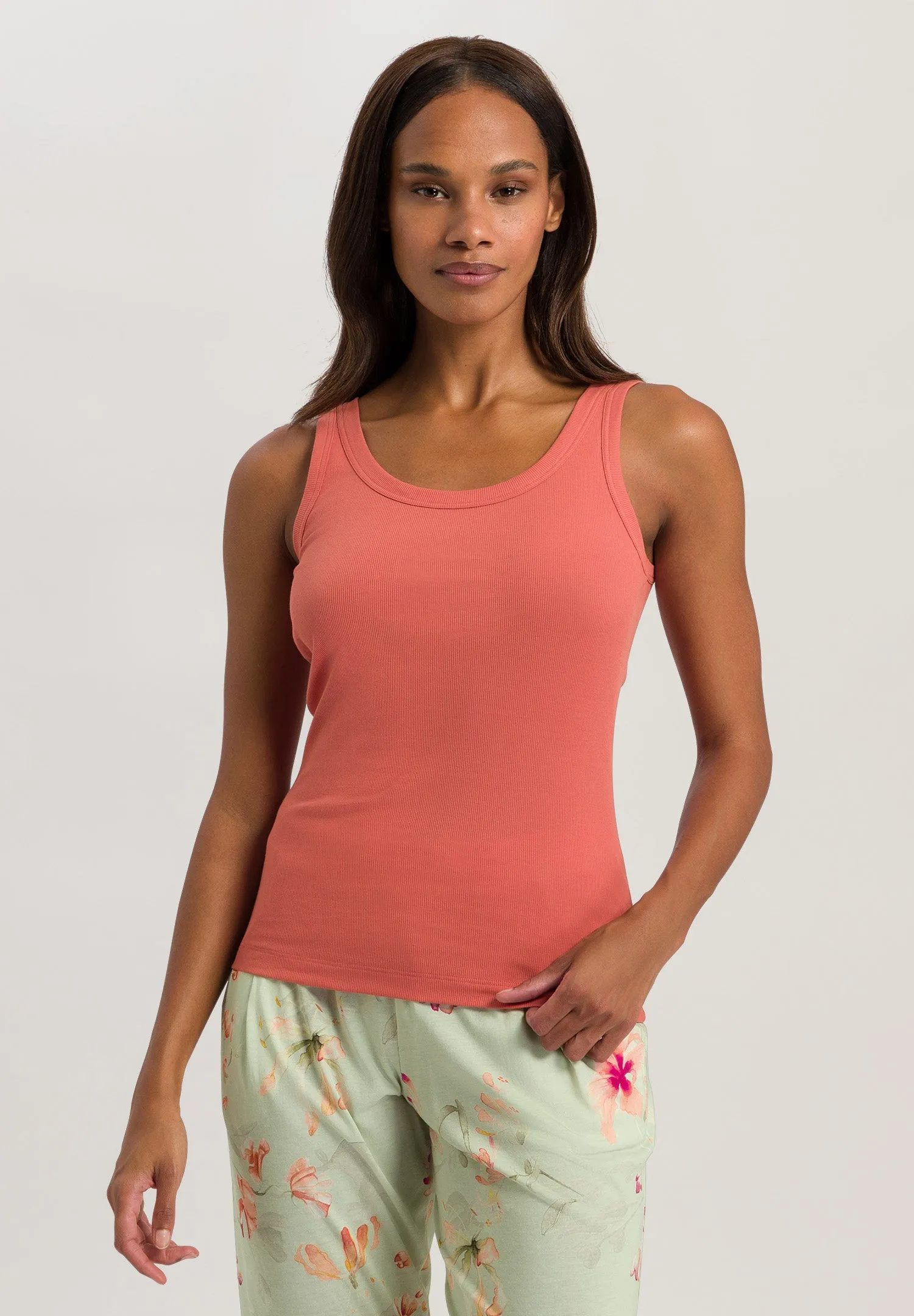 Sleep And Lounge Ribbed Cotton Tank Top | Apricot Brandy 77751-2294