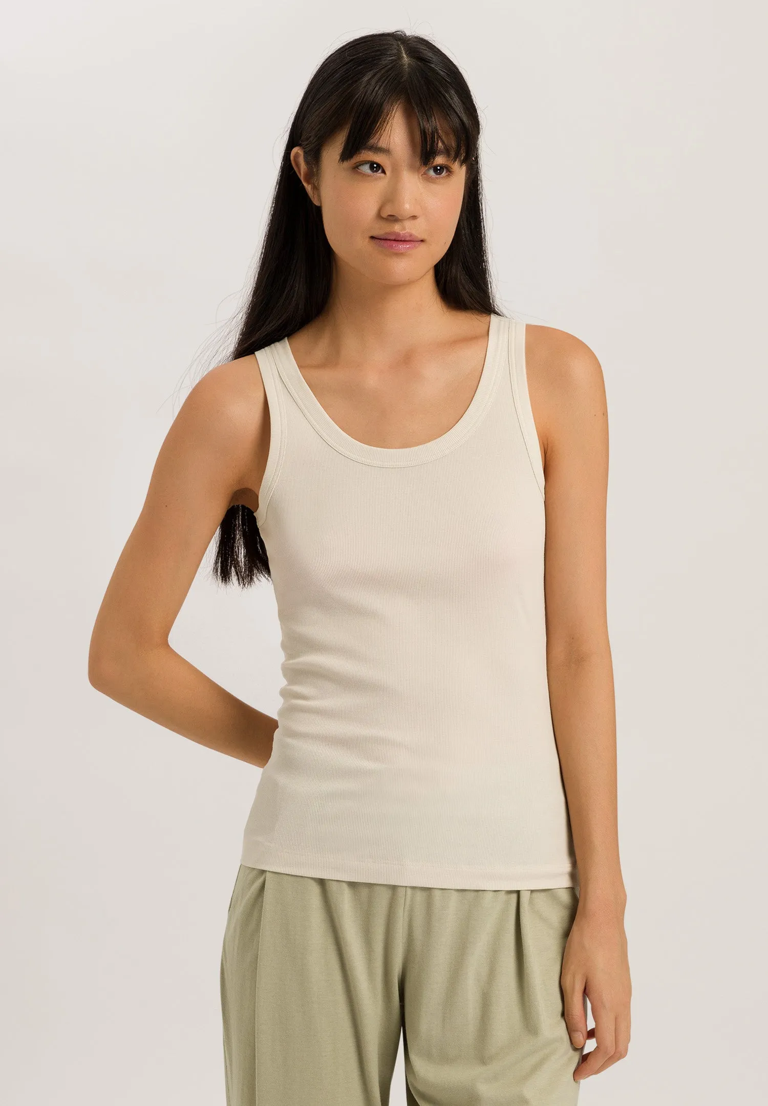 Sleep And Lounge Ribbed Cotton Tank Top | Warm Sand 77751-1200