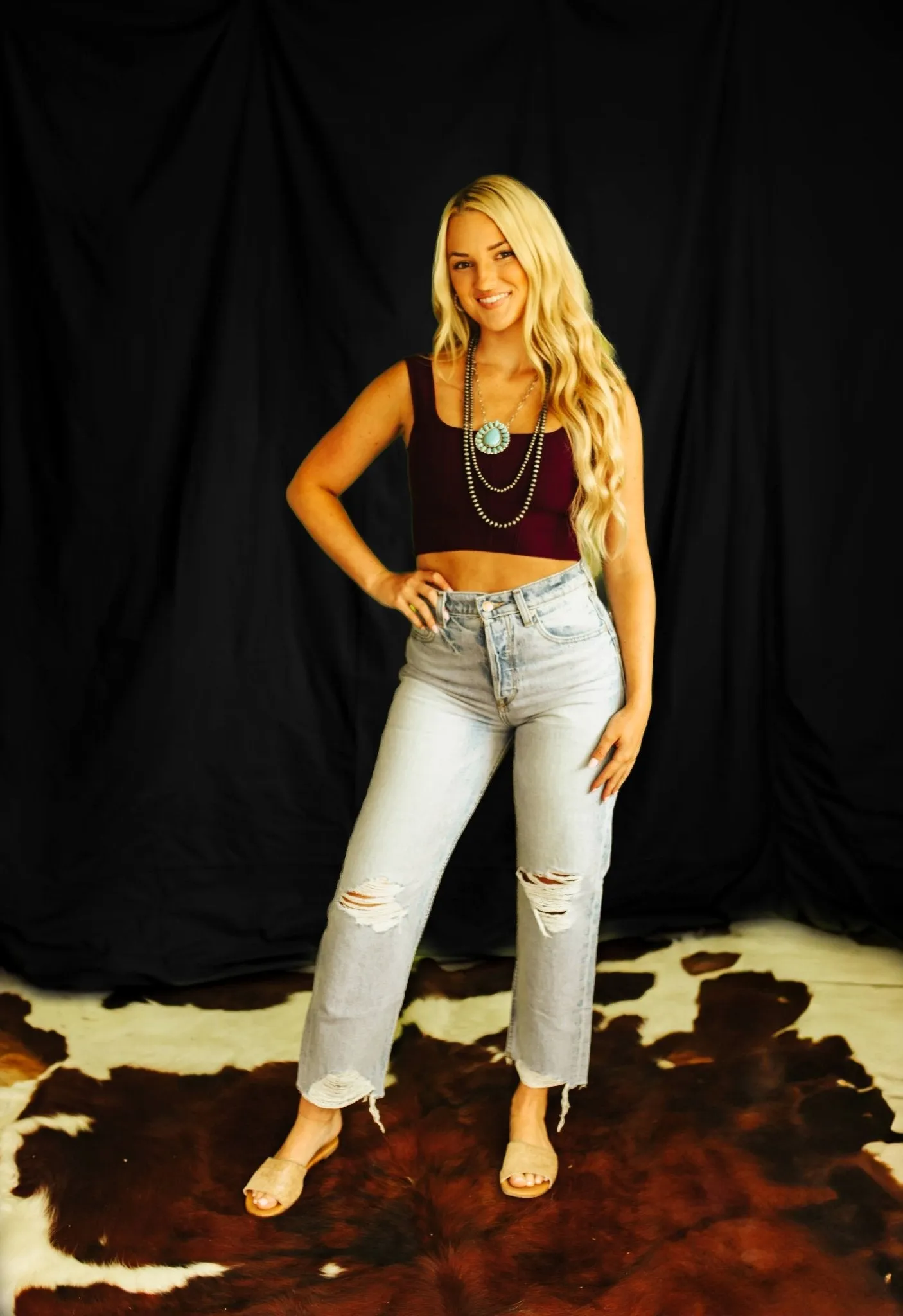 Sleeveless Wine Crop Top