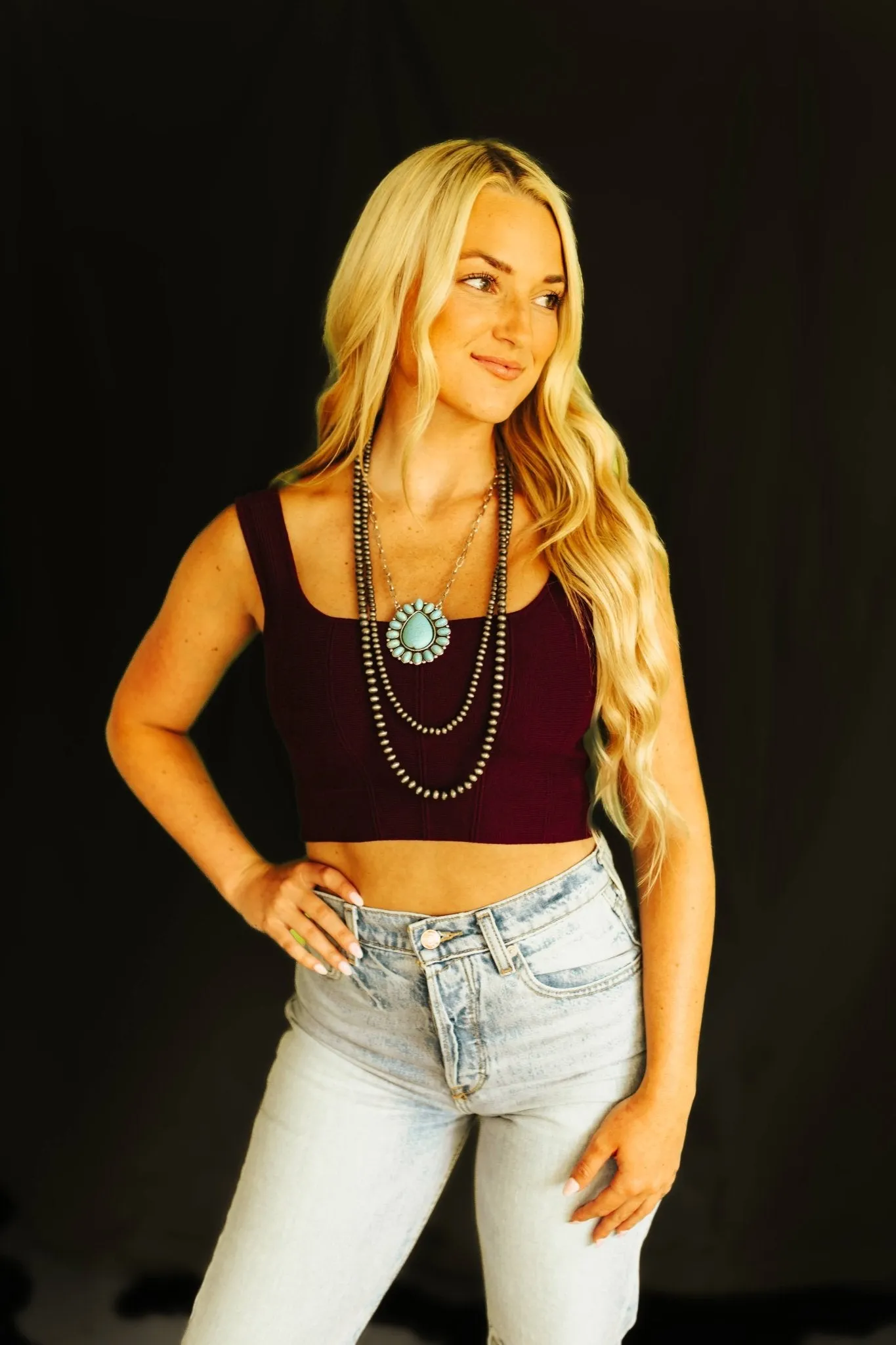 Sleeveless Wine Crop Top