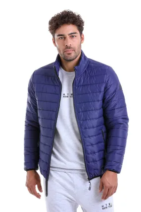 Slim Fit Ceasar Light Navy Padded Coat