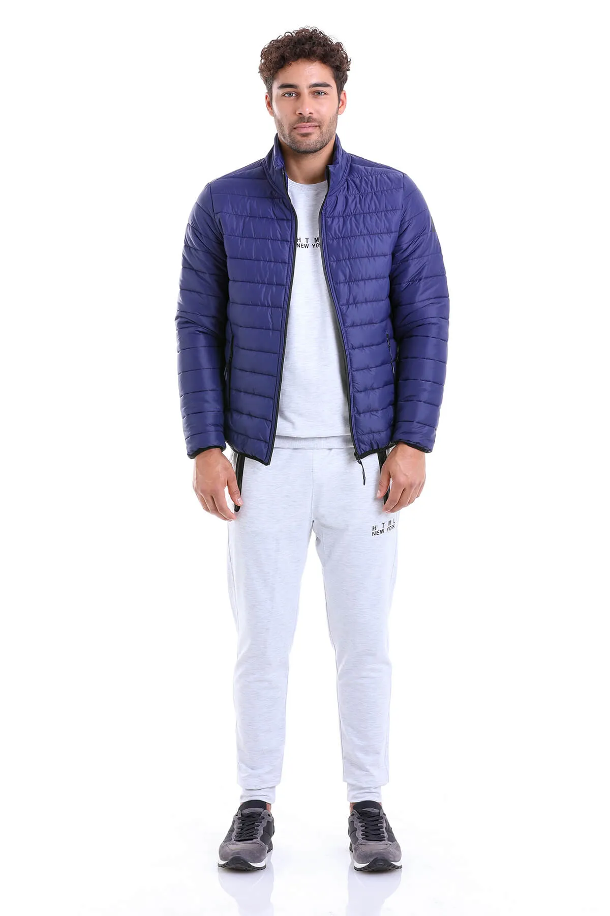 Slim Fit Ceasar Light Navy Padded Coat