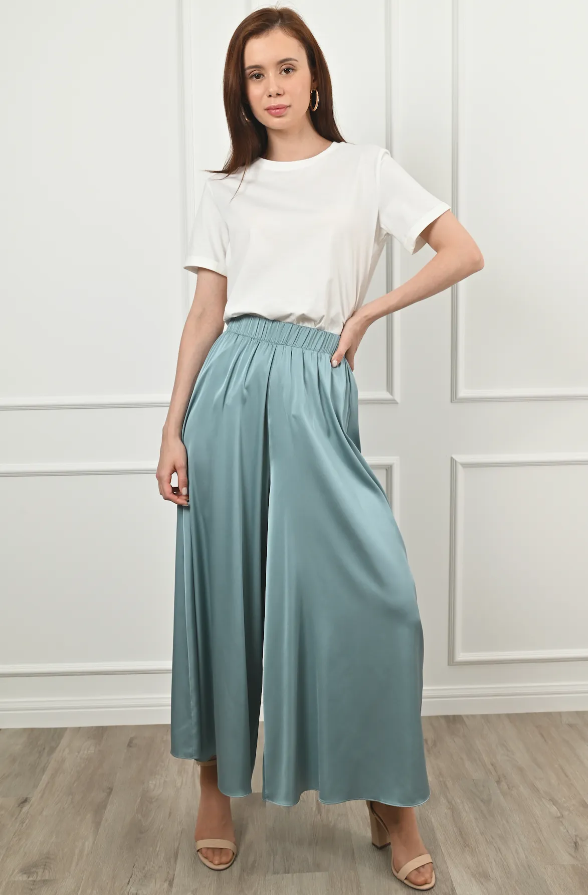 Sophia Matte Satin Fluid Long Pants