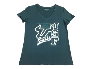 South Florida Bulls Champion WOMENS Green Short Sleeve V-Neck T-Shirt (M)