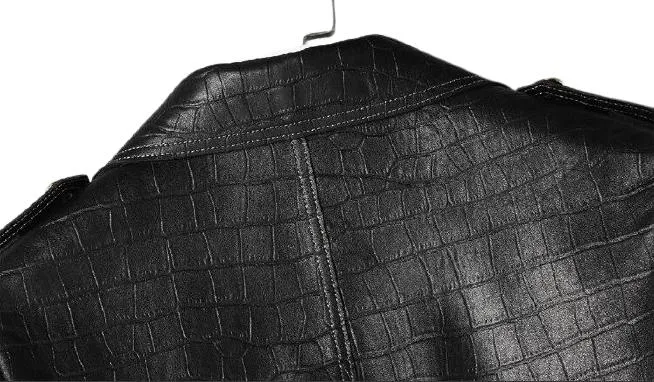 Stark Mens Bold Snake Print Leather Jacket