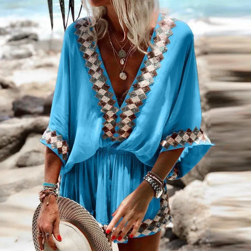 Summer Beach Printing Women Clothing Bohemia Jumpsuit