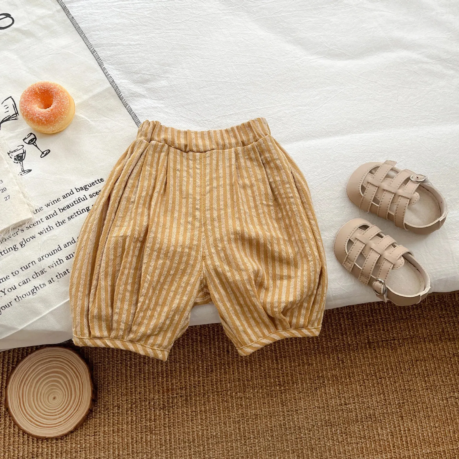 Summer Loose Breath Newmborn Baby Striped Casual Pants Retro All-match Boy Infant Anti-mosquito Trousers Girl Kid Cotton Pants