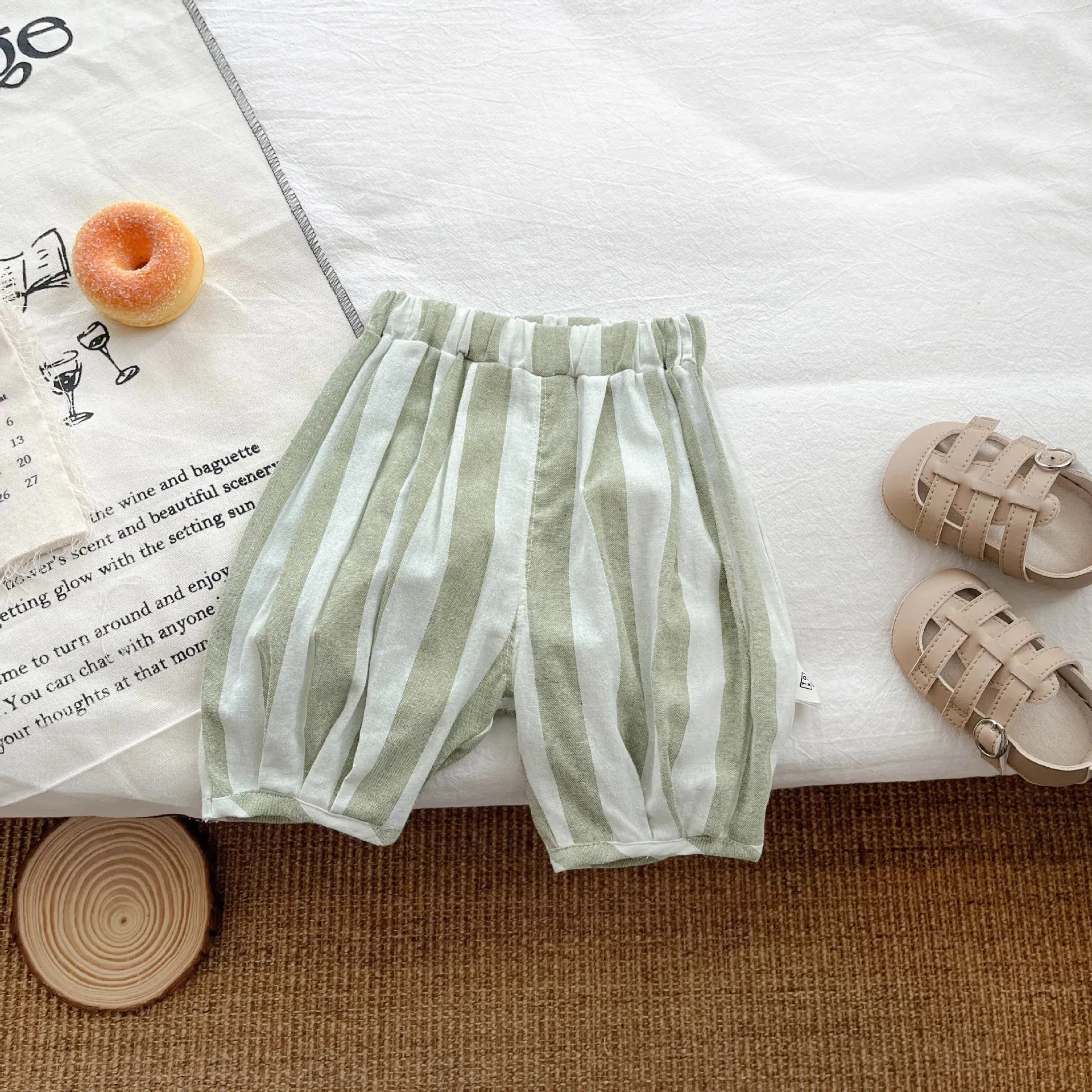 Summer Loose Breath Newmborn Baby Striped Casual Pants Retro All-match Boy Infant Anti-mosquito Trousers Girl Kid Cotton Pants