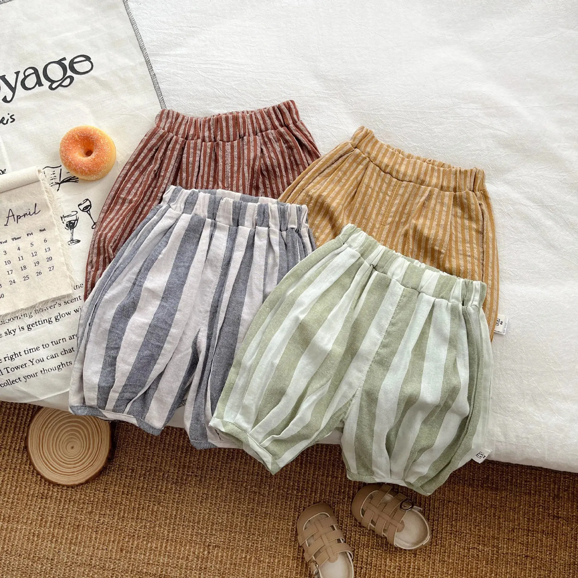 Summer Loose Breath Newmborn Baby Striped Casual Pants Retro All-match Boy Infant Anti-mosquito Trousers Girl Kid Cotton Pants