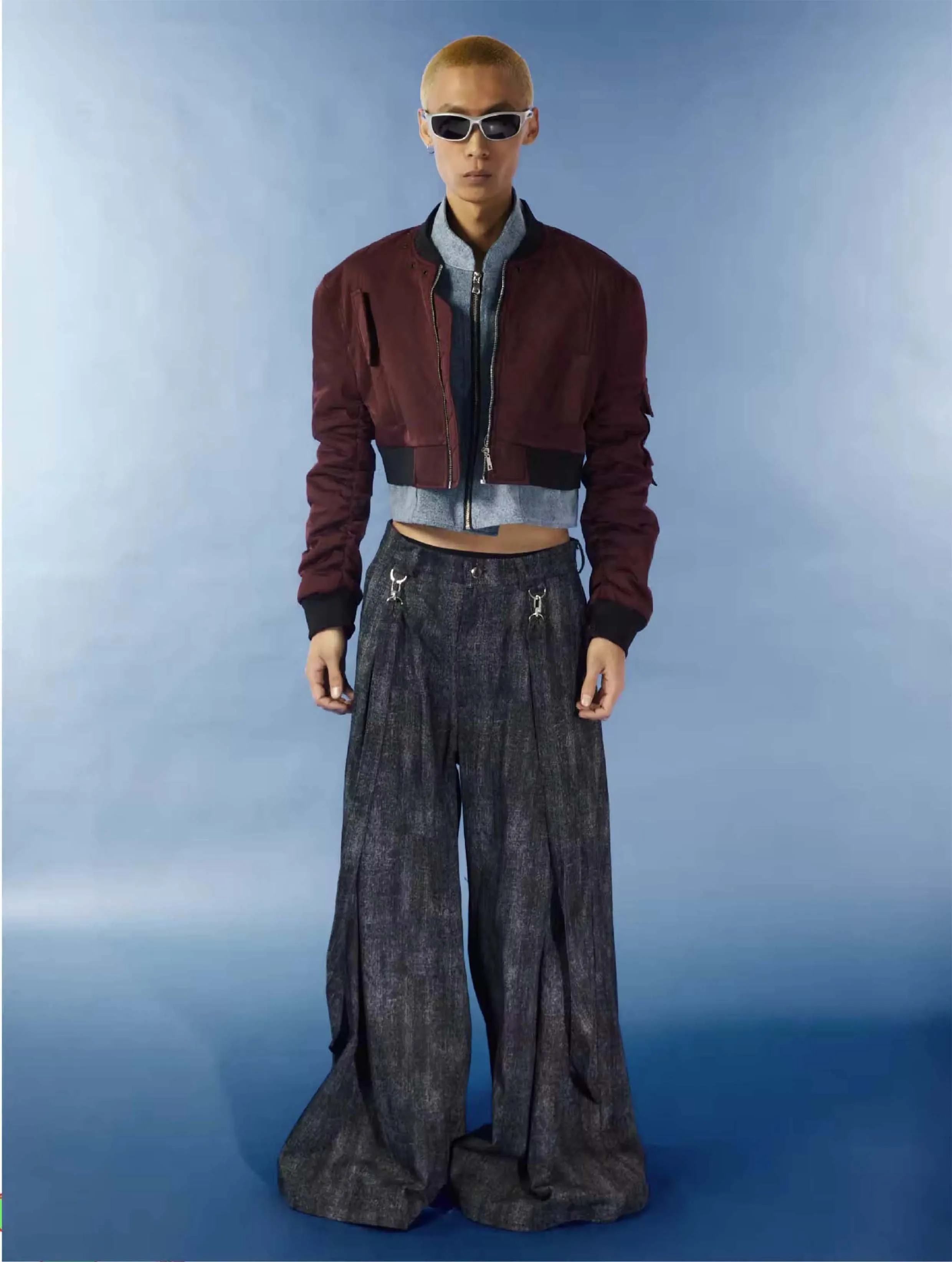 Suspender Denim Flared Pants