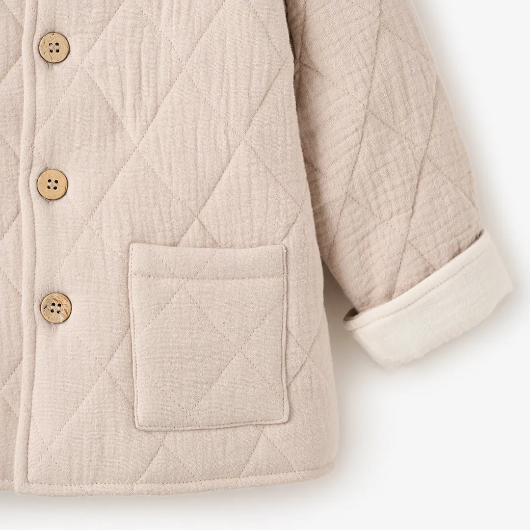 Taupe Organic Muslin Quilted Jacket