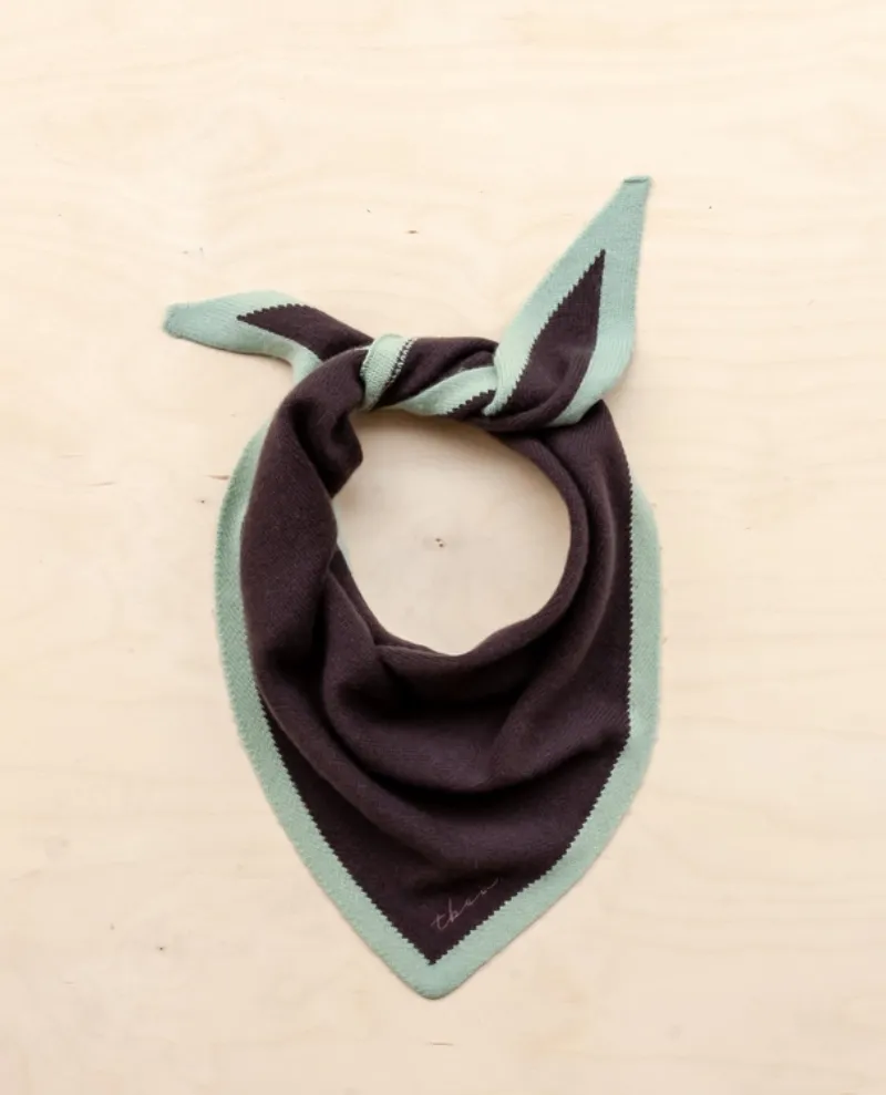 TBCo Merino Brown & Mint Triangle Scarf