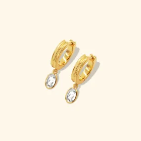 Teardrop Bezel Hoop Earrings