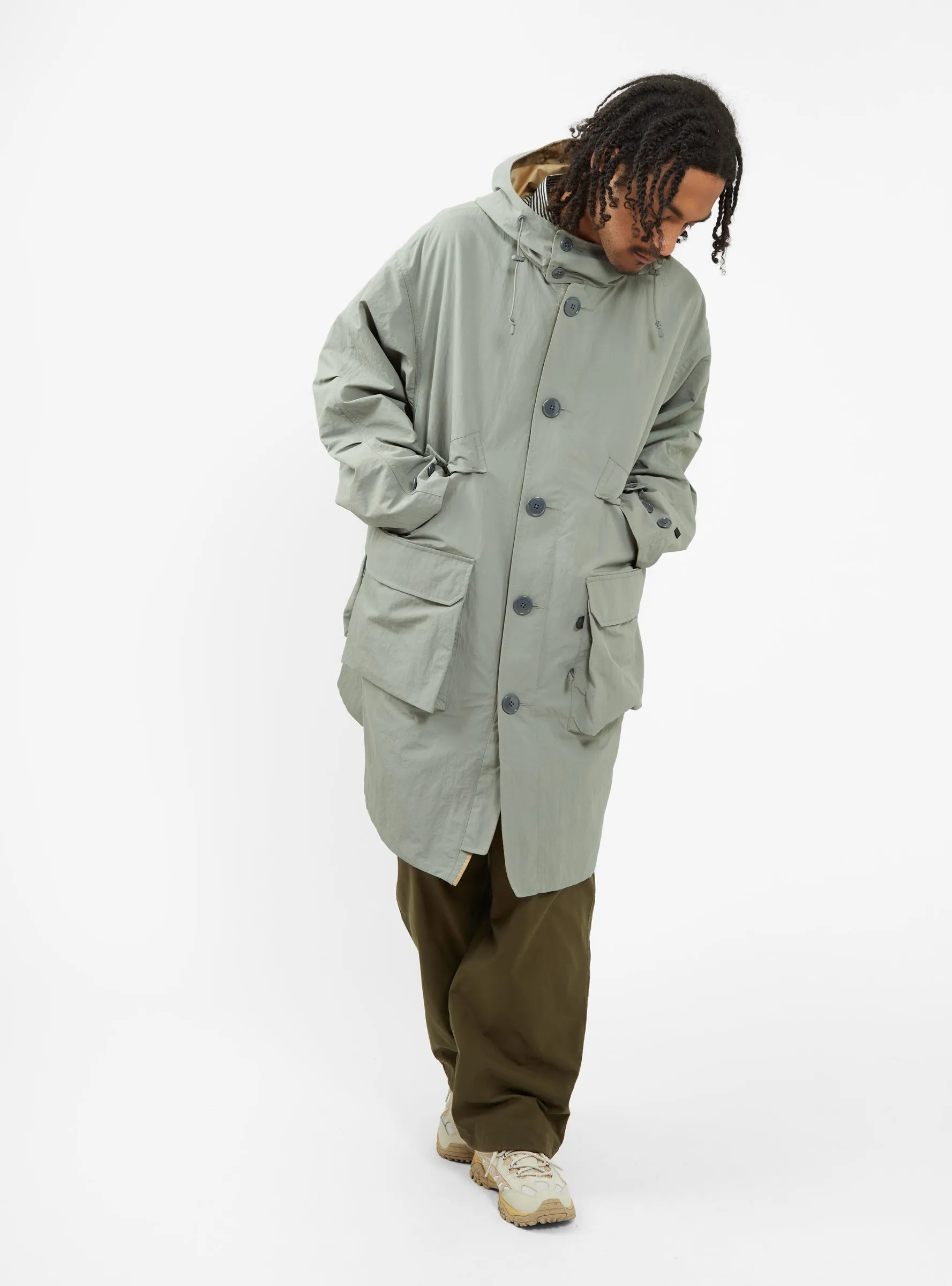 Tech Mil Reversible Overcoat Light Grey & Camel