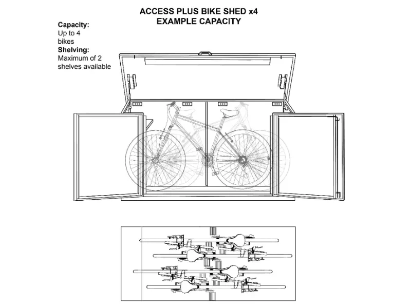 The Access Plus Metal Bike Storage Shed - Store 4 bikes