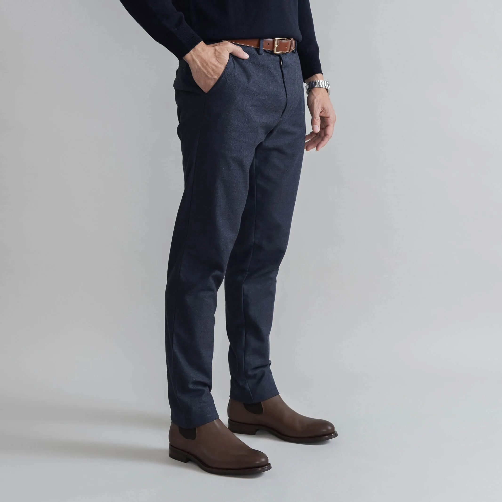 The Dark Navy Brushed Cotton Richmond Dress Chino Custom Pant