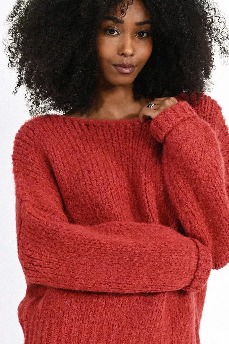 The Oversized Knitted Jumper - Terracotta