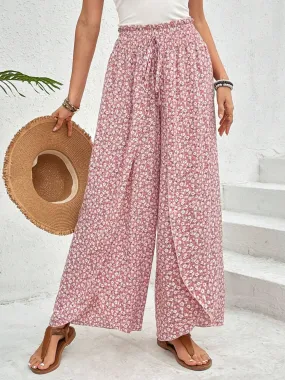 Tied Printed Wide Leg Pants