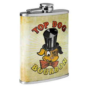 Top Dog Bourbon Stainless Steel 8 oz Liquor Flask