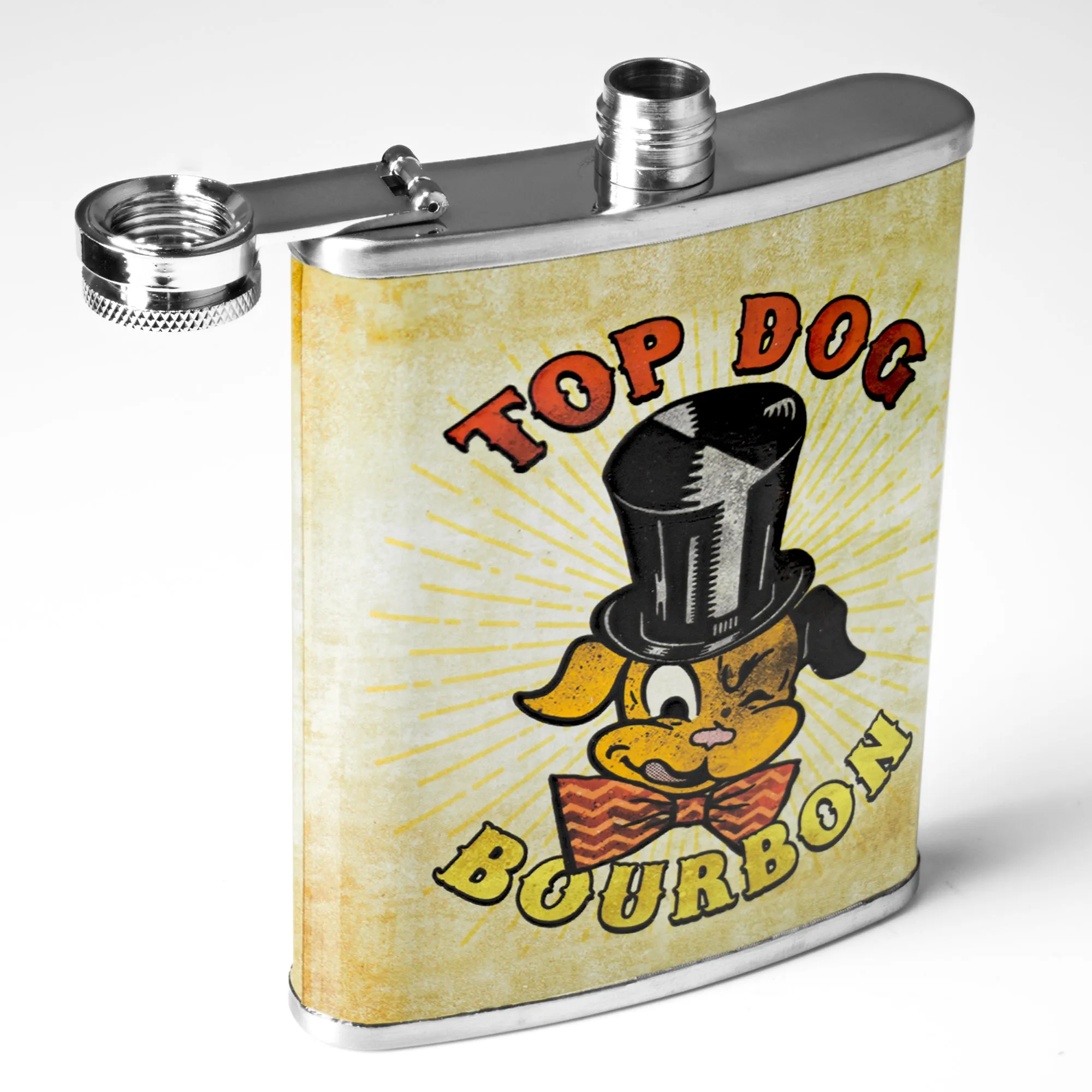 Top Dog Bourbon Stainless Steel 8 oz Liquor Flask