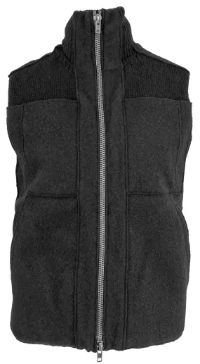 Transit Zip Front Wool Vest in Black