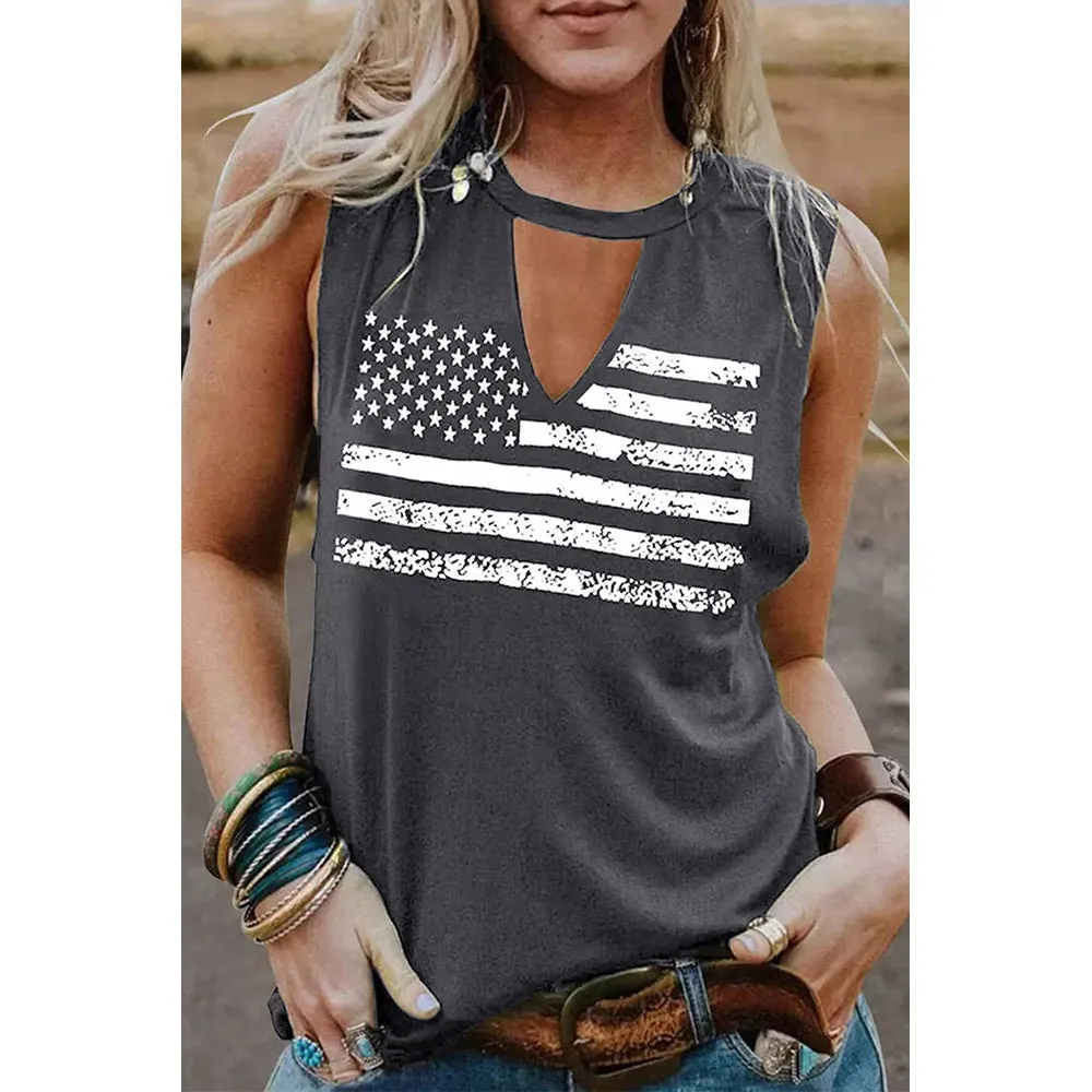 US Flag Loose Outerwear Racerback Tank Top Women