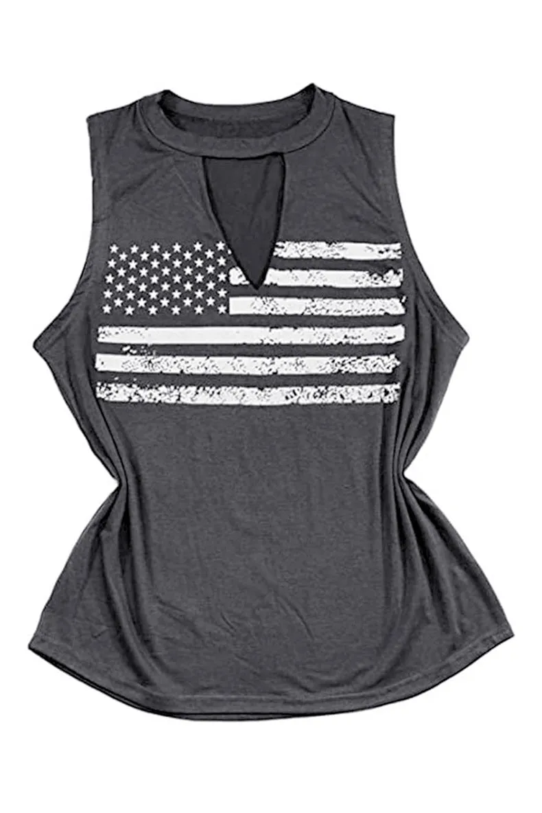 US Flag Loose Outerwear Racerback Tank Top Women