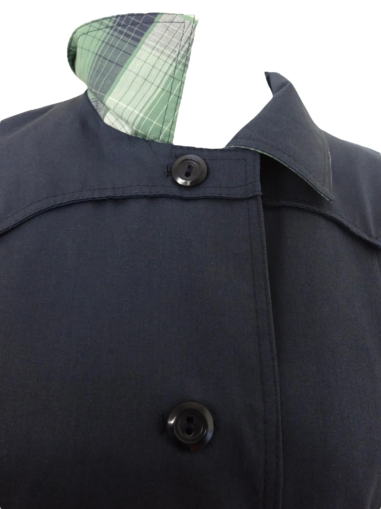 Vintage 60s Mod Hippie Preppy Chic Dark Navy Blue Belted Collared Button Down Trench Coat | Size S